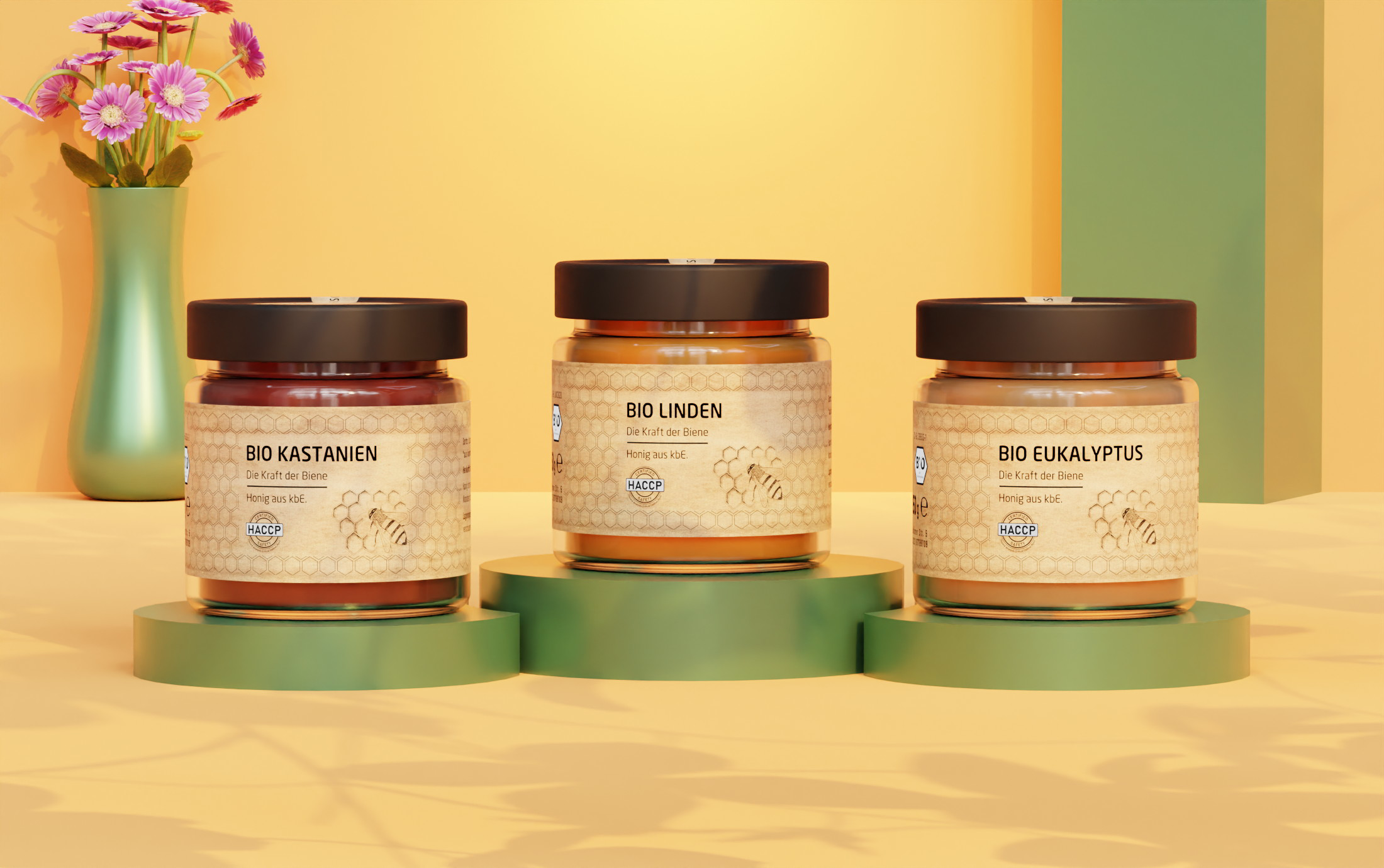 Honig ohne Zuckerzusatz, weder bei denen Bienen noch im Honig.