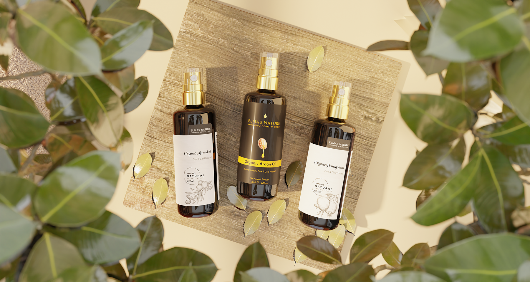 faltenreduzierend, hautstraffend, hautregenerierend: BIO-Mandelöl, BIO-Arganöl,BIO-Granatapfelkernöl