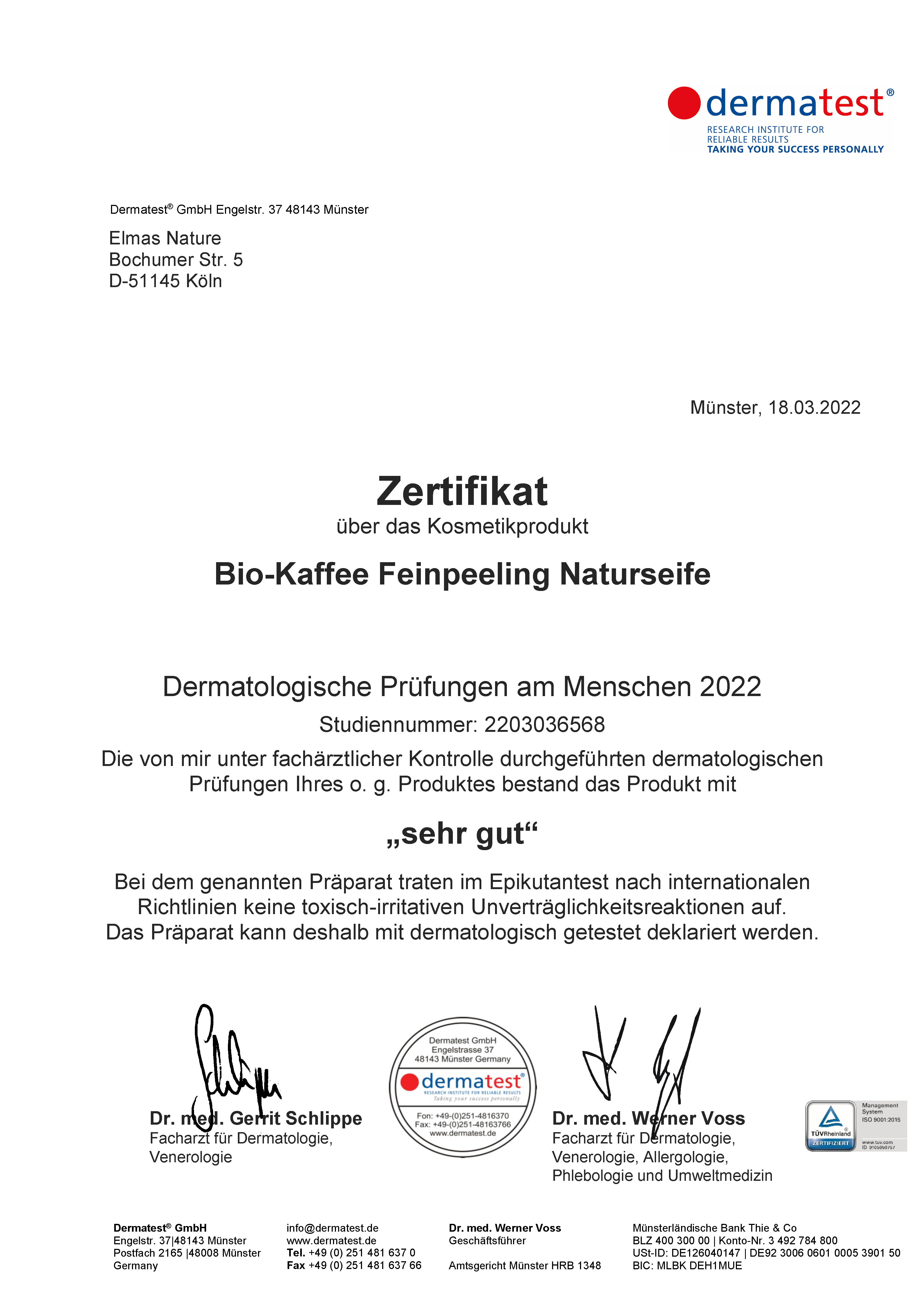 BIO Kaffeefeinpeeling Seife - 120g - Elmas BIO